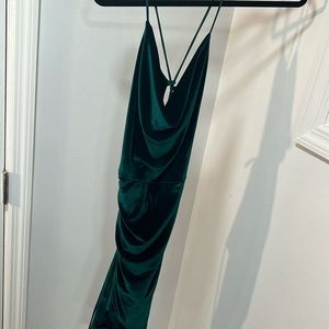 Green Velvety/Velour Strappy Dress